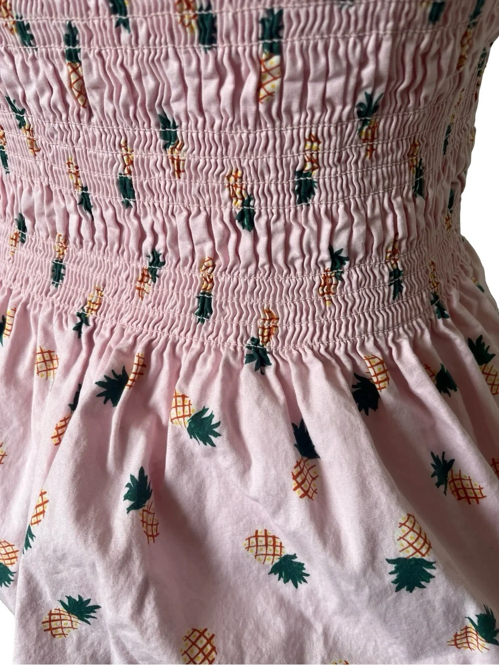 Kate Spade New York Pink Pineapple Smocked Top Beach Resort Womens Size Medium